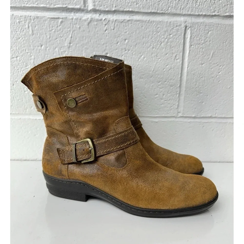 David Tate ankle‎ leather suede Women's brown western boots size 9.5 buckle